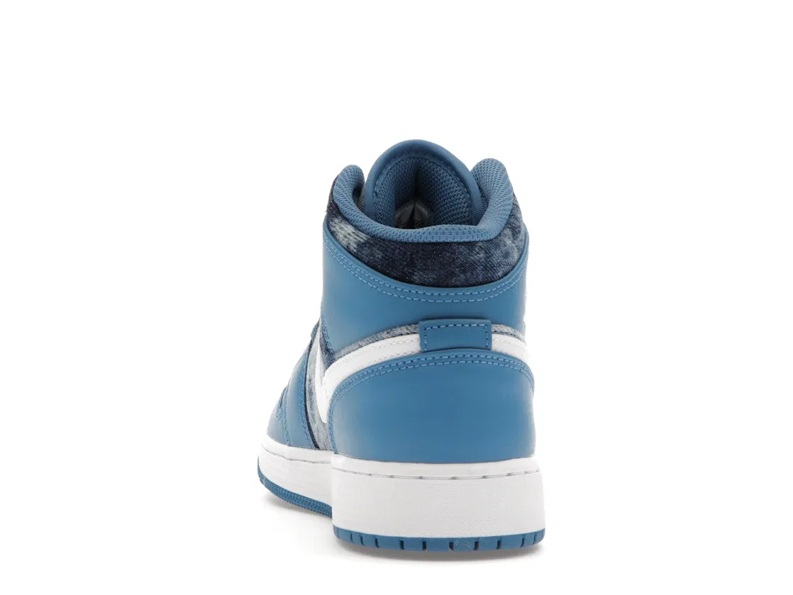 Детские кроссовки Lifestyle с принтом Jordan 1 Mid Washed Denim Jordan, Blue/White/Denim — фото 4