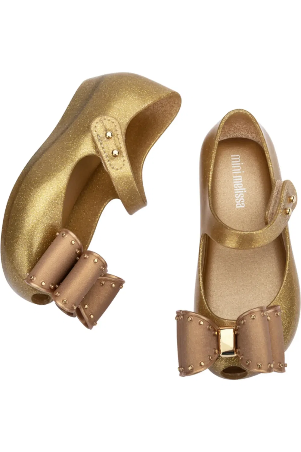 Туфли детские балетки с бантом Ultragirl Classic Mary Jane Mini Melissa, Pearly Beige — фото 3