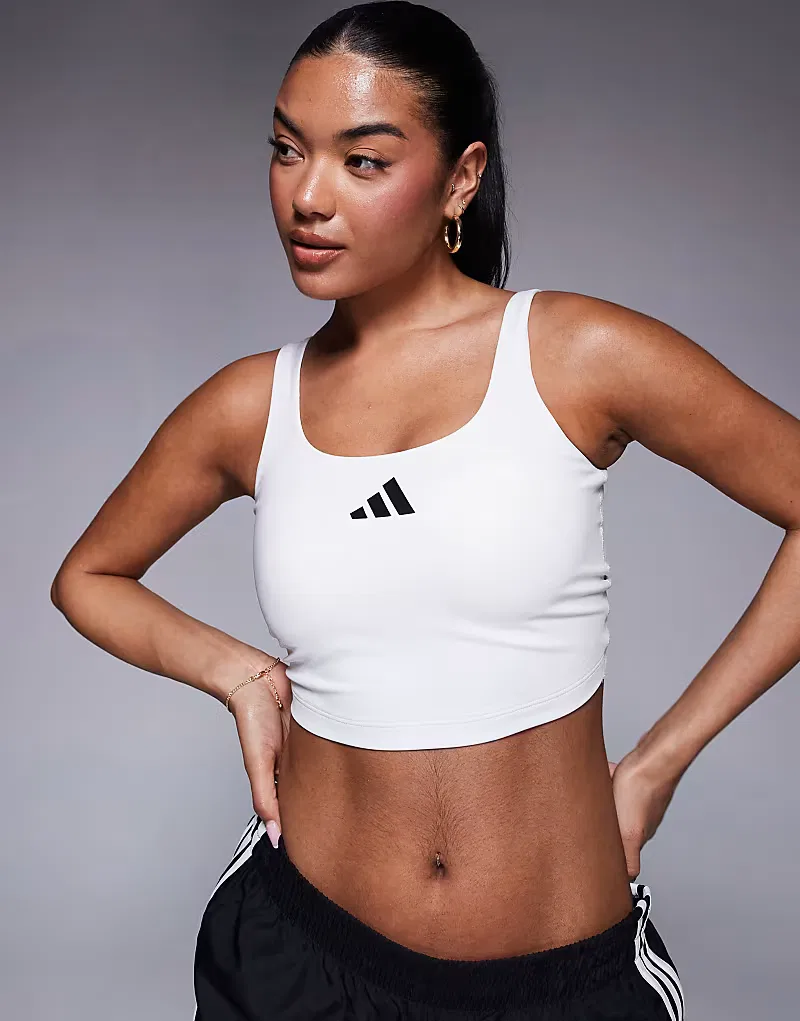 Спортивный бюстгальтер Adidas Training с легкой поддержкой, белый — фото 4