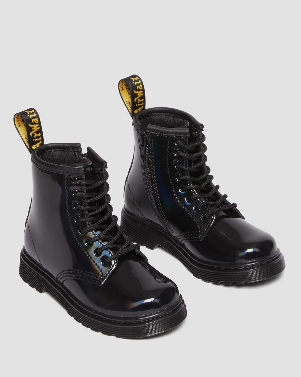 Dr. Martens Toddler 1460 Rainbow Лакированные ботинки на шнуровке, цвет Black — Rainbow Patent — фото 4