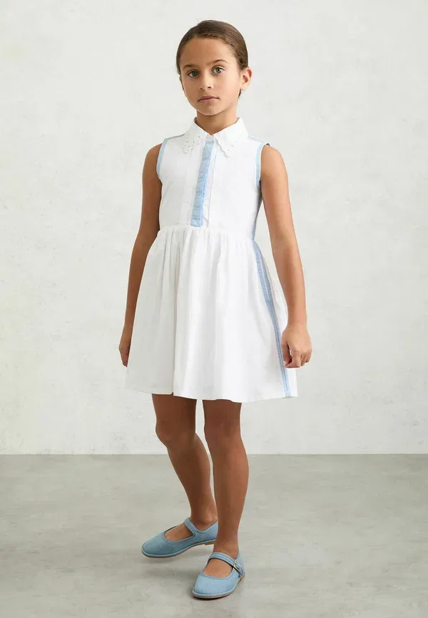 Платье хлопковое Marskinine suknele Reiss, white, белый — фото 3