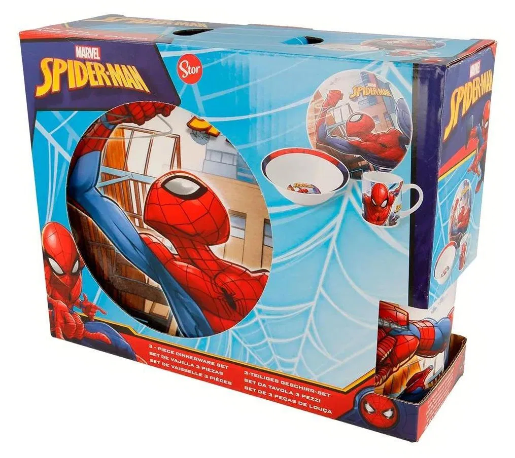 Детский набор посуды из 3 предметов с принтом Spiderman, STOR, красный