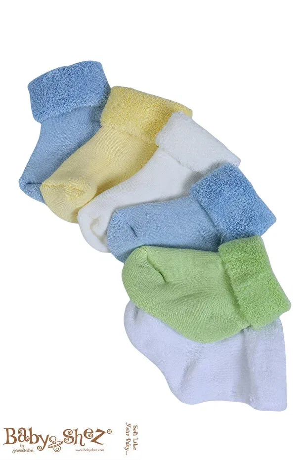 Детские носки для новорожденных хлопковые 100% cotton 6-piece newborn towel winter baby socks Baby Shez, Blue