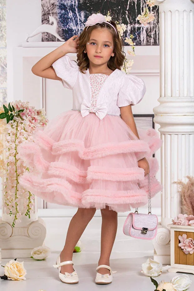 Детское платье для девочек с принтом Süslü Pink Kids, Pink
