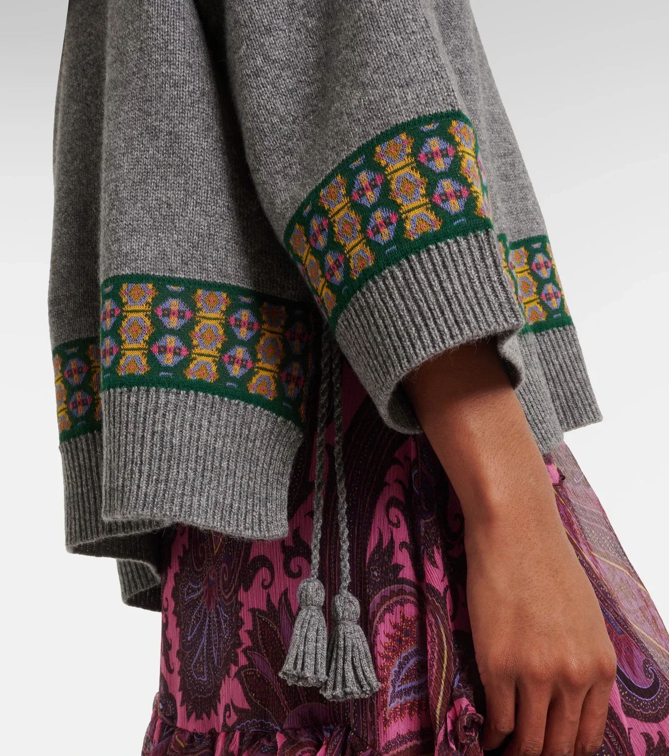 Свитер из шерсти кашемира и хлопка ETRO, серый — фото 4