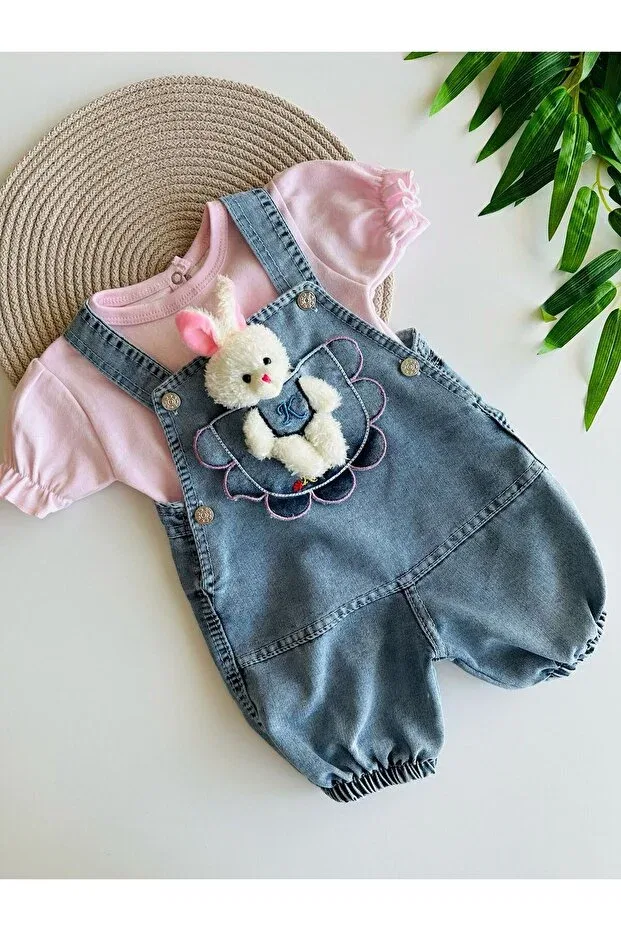 Детский комбинезон для девочек джинсовый Toy Rabbit Baby Jeans Salopet Cimcime Bebe, Pink