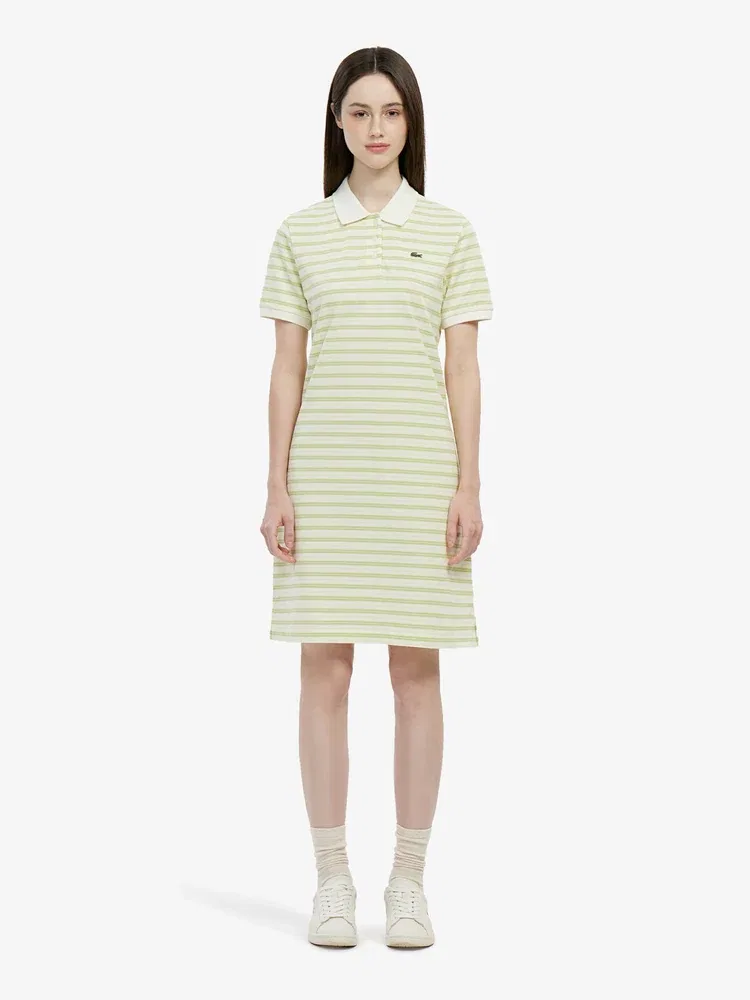 Платье-поло LACOSTE Apple Green в полоску