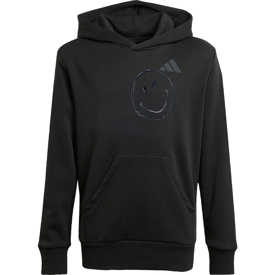 Детский худи с капюшоном с принтом adidas X Smileyworld Sportswear JN2161, Черно-белый — фото 3