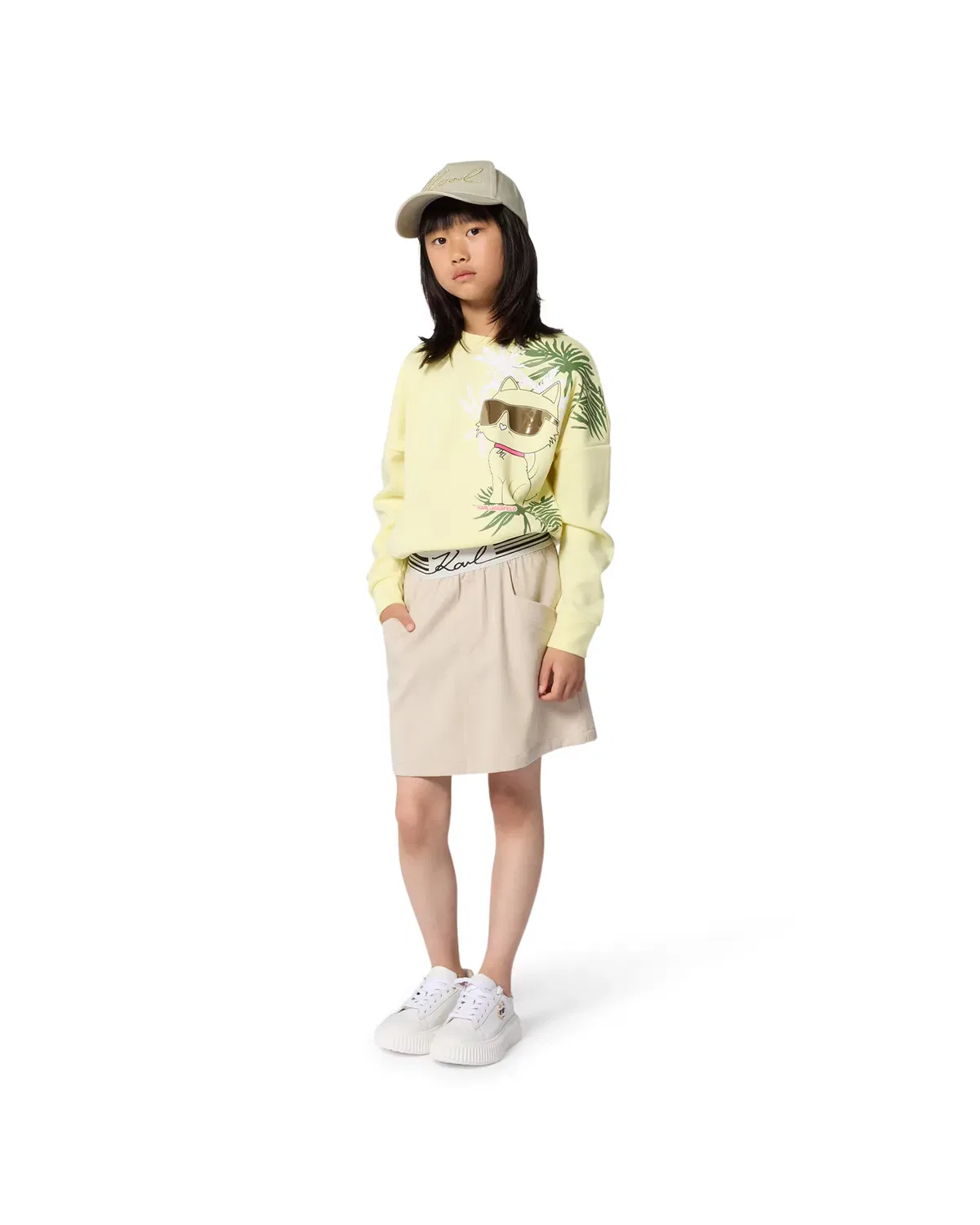 Детская юбка для девочек из лиоцелла Karl Lagerfeld Kids, Natural — фото 2