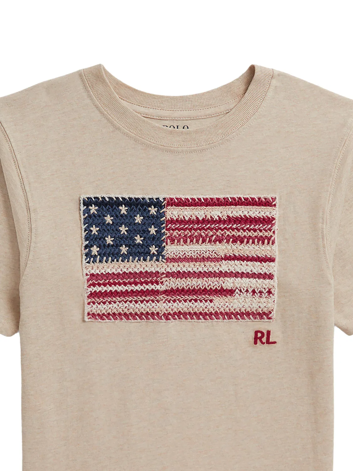 Футболка стандартного кроя для девочки Polo Ralph Lauren, бежевый — фото 3