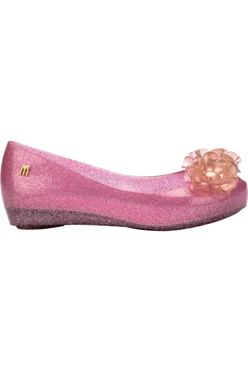 Детские туфли балетки с цветочными аппликациями Springtime Mini Melissa, Glitter Pink — фото 2