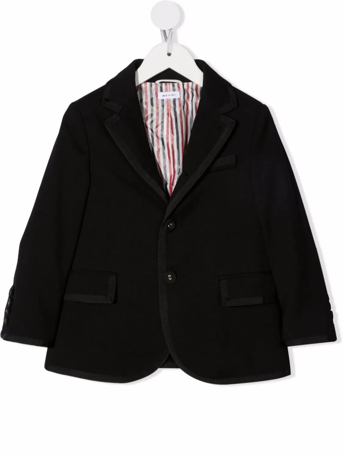 Однобортный шерстяной пиджак Thom Browne, черный