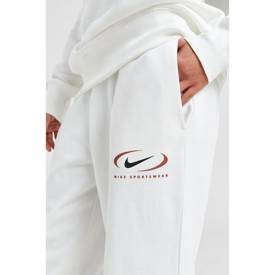 Женские спортивные штаны oversize с высоким поясом, модель Phoenix Fleece, Nike, Белый — фото 3