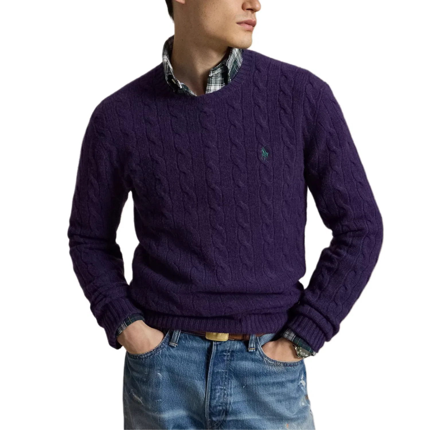 Мужской свитер с круглым вырезом прямого кроя Purple Polo Ralph Lauren, Purple — фото 3
