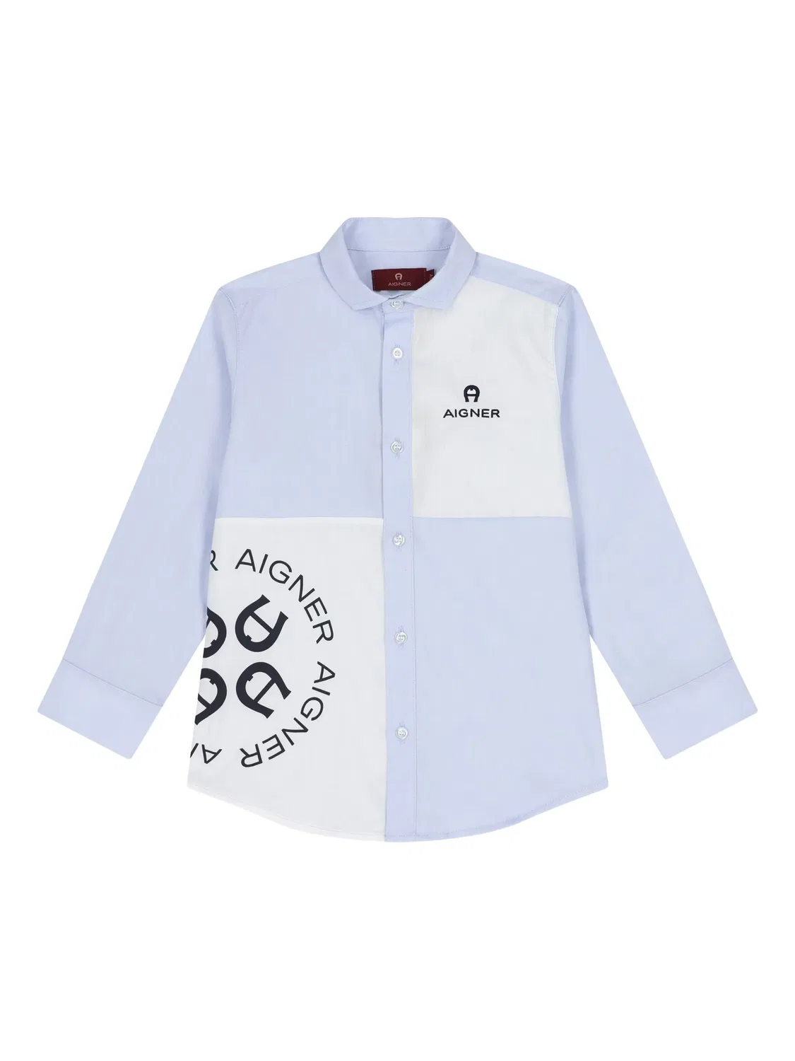 Рубашка с логотипом и панельным дизайном Aigner, синий