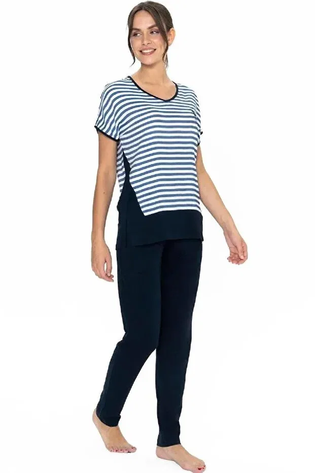 Женский пижамный комплект с коротким рукавом поло U.S. Polo Assn., Navy Blue — фото 3
