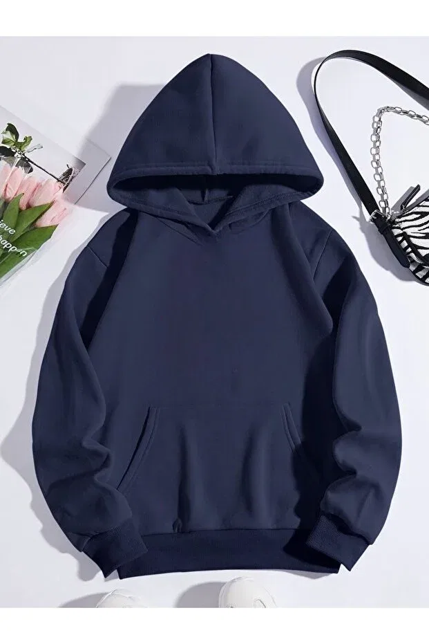 Детские свитшот для мальчиков с принтом Thick and hooded children's sweatshirt with coffee cups Serays Moda, Navy Blue
