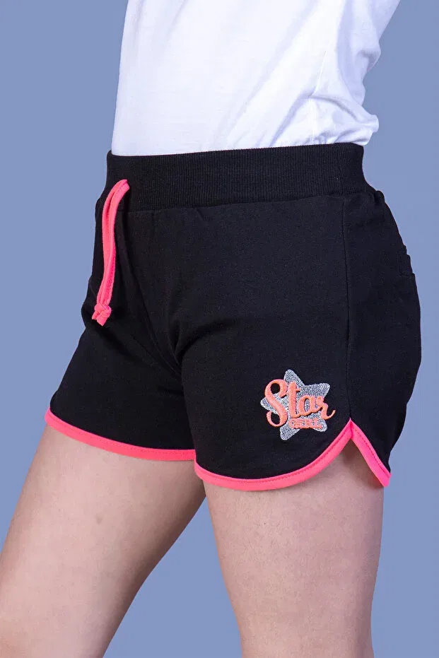 Детские шорты для девочек с принтом Star Girl Toontoy, Black — фото 3