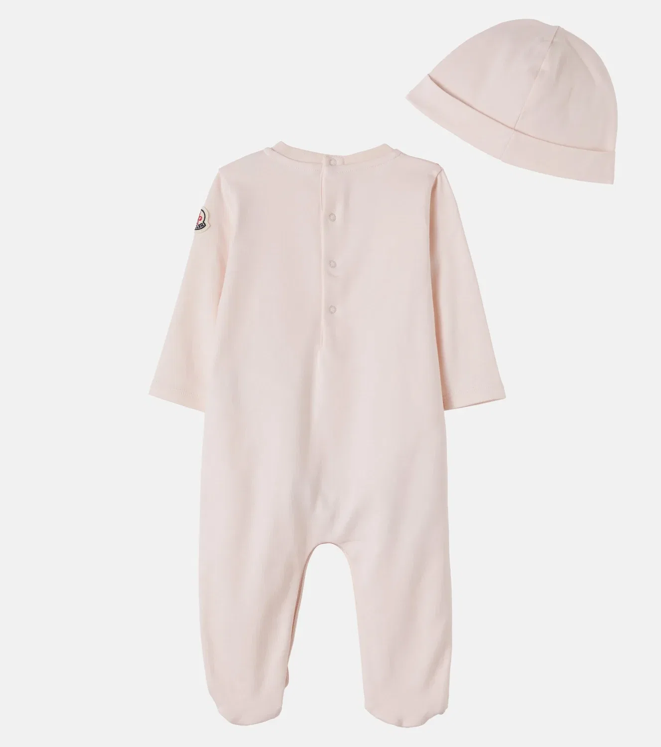 Комплект из шапочки и боди с кнопками сзади Moncler Enfant, розовый — фото 3