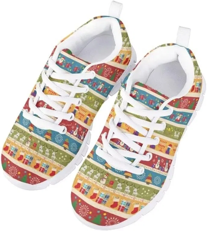 Детские кроссовки для девочек с рождественским принтом Nordic Sweater Pattern AmzPrint, Cartoon Christmas — фото 3
