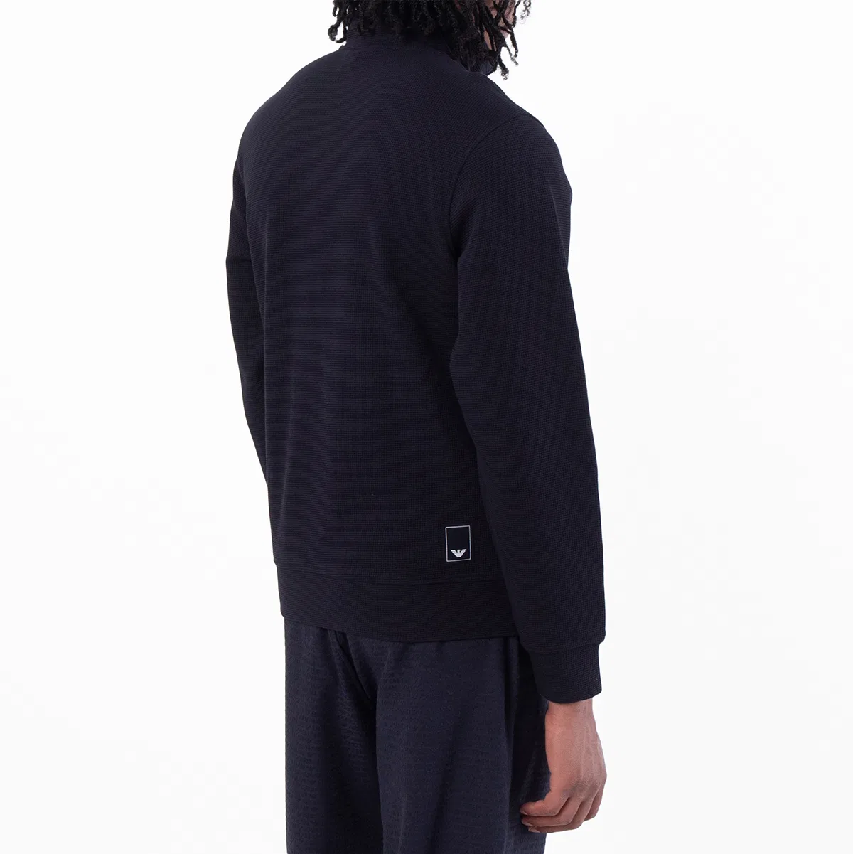 Свитшот с вафельной текстурой и полной застежкой-молнией Emporio Armani, Iconico 0920 Blu Navy Ea — фото 3