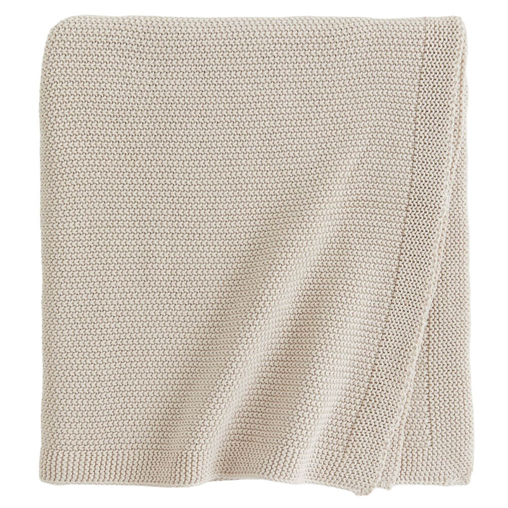 

Плед H&M Home Moss-stitched Cotton, светло-бежевый