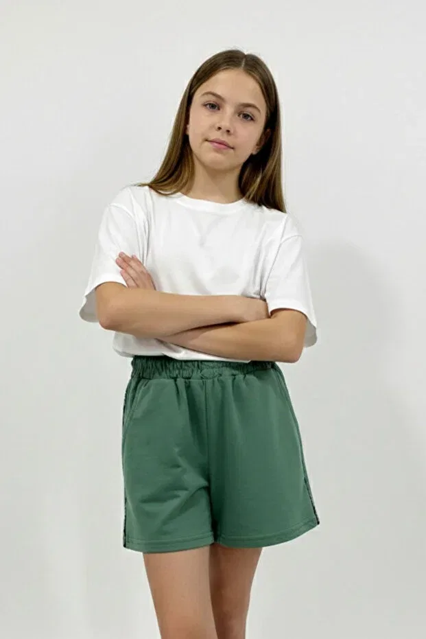 Детские шорты для девочек хлопковые Basics Newkids, Green