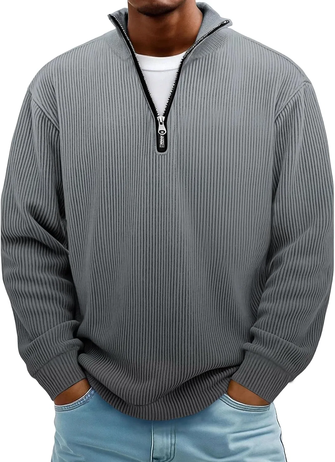 Мужская футболка с длинным рукавом хенли Regular Fit, Grey — фото 2