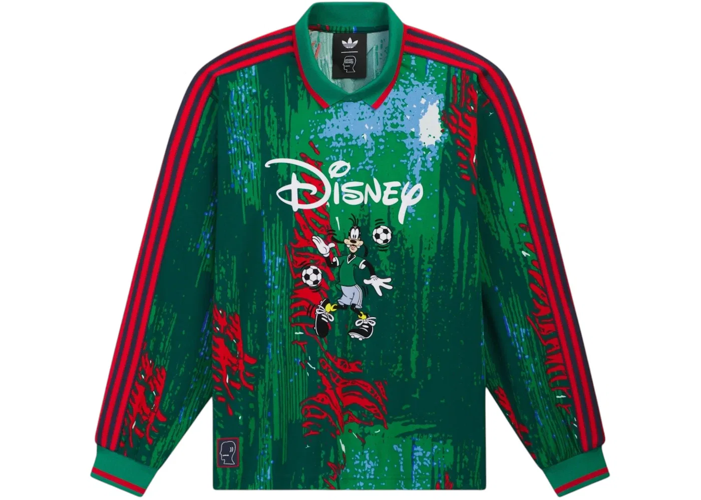 Мужская футболка с длинным рукавом с принтом Adidas x Brain Dead x Disney Jersey, Red Bold Green Blue