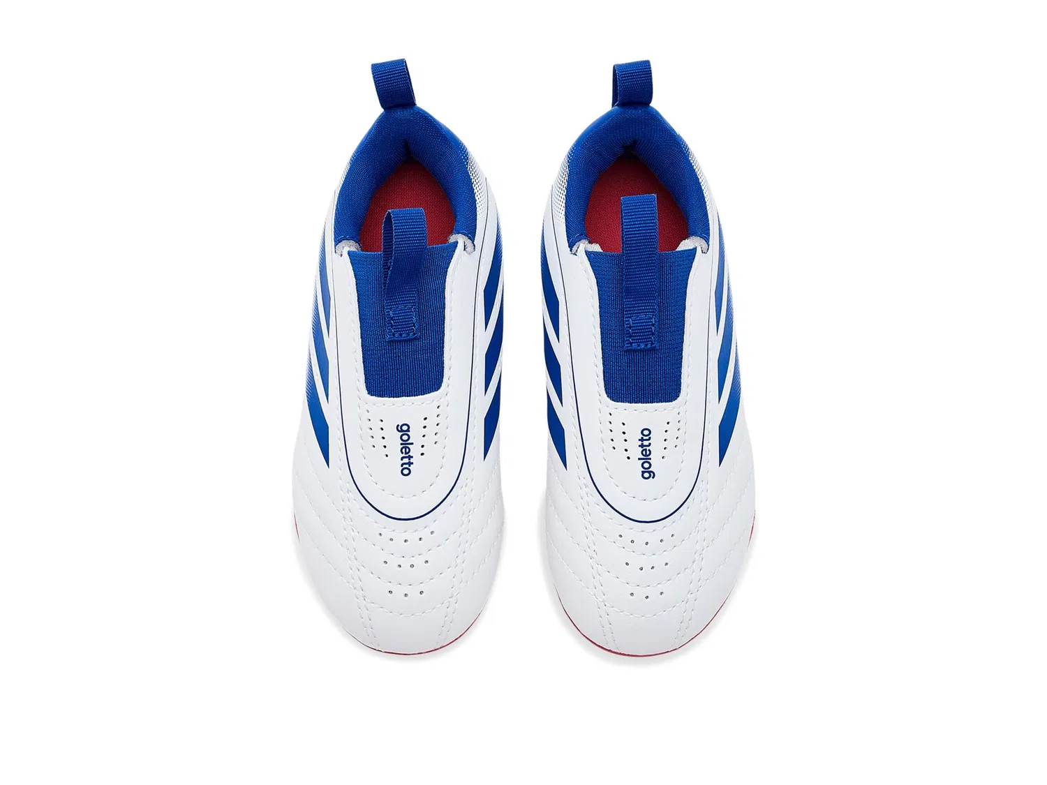 Бутсы Goletto Ix Laceless Firm Ground/Multi Ground Football (для малышей, маленьких и больших детей) Adidas Kids, White/Team Royal Blue/Better Scarlet — фото 3