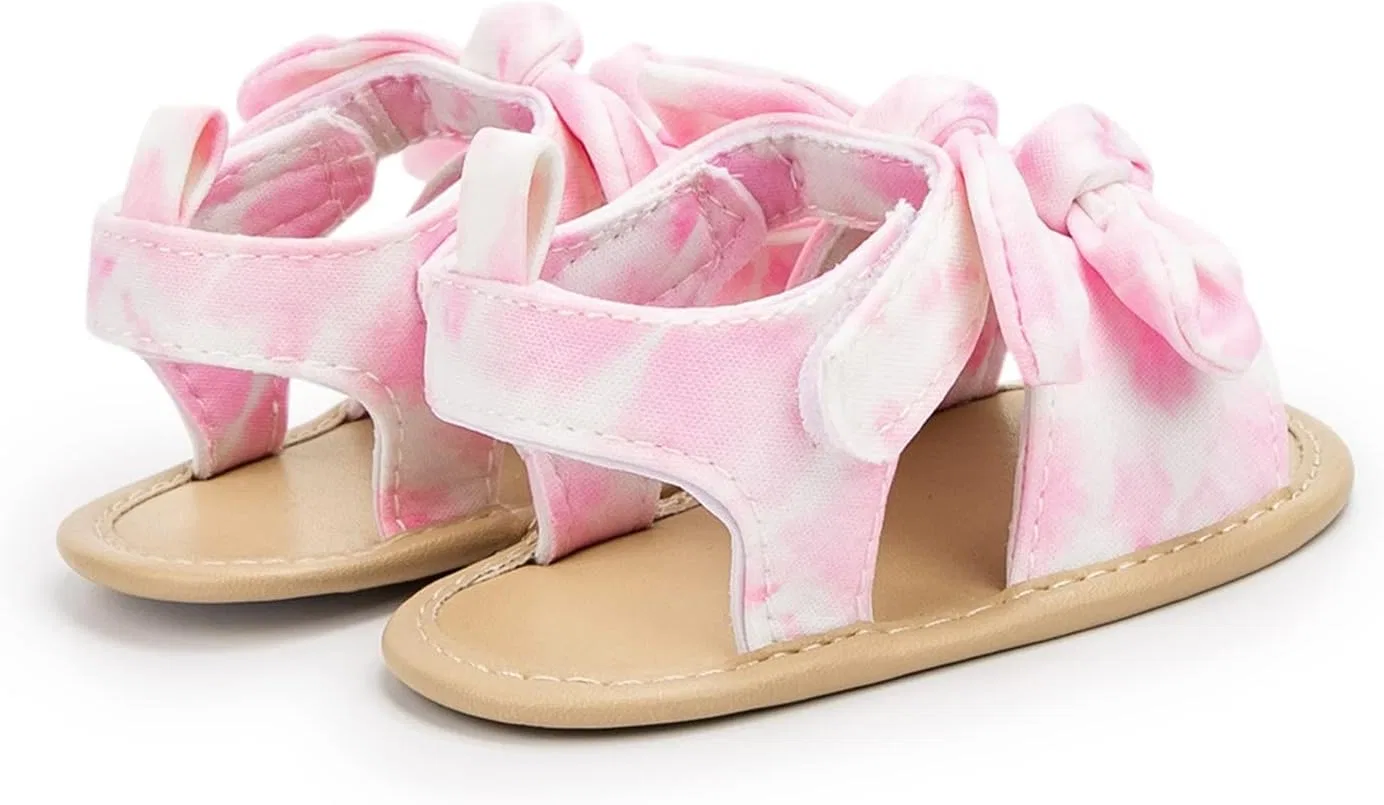 Детские ботиночки для девочек с открытым носком и бантом, модель Tie Dye Shoes, Pink — фото 4