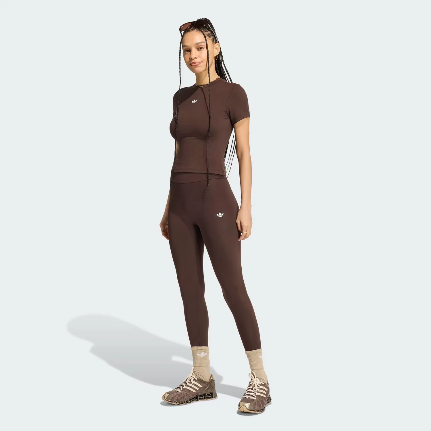 Женская футболка облегающего кроя Essentials Adidas Originals, Aurora Coffee — фото 3