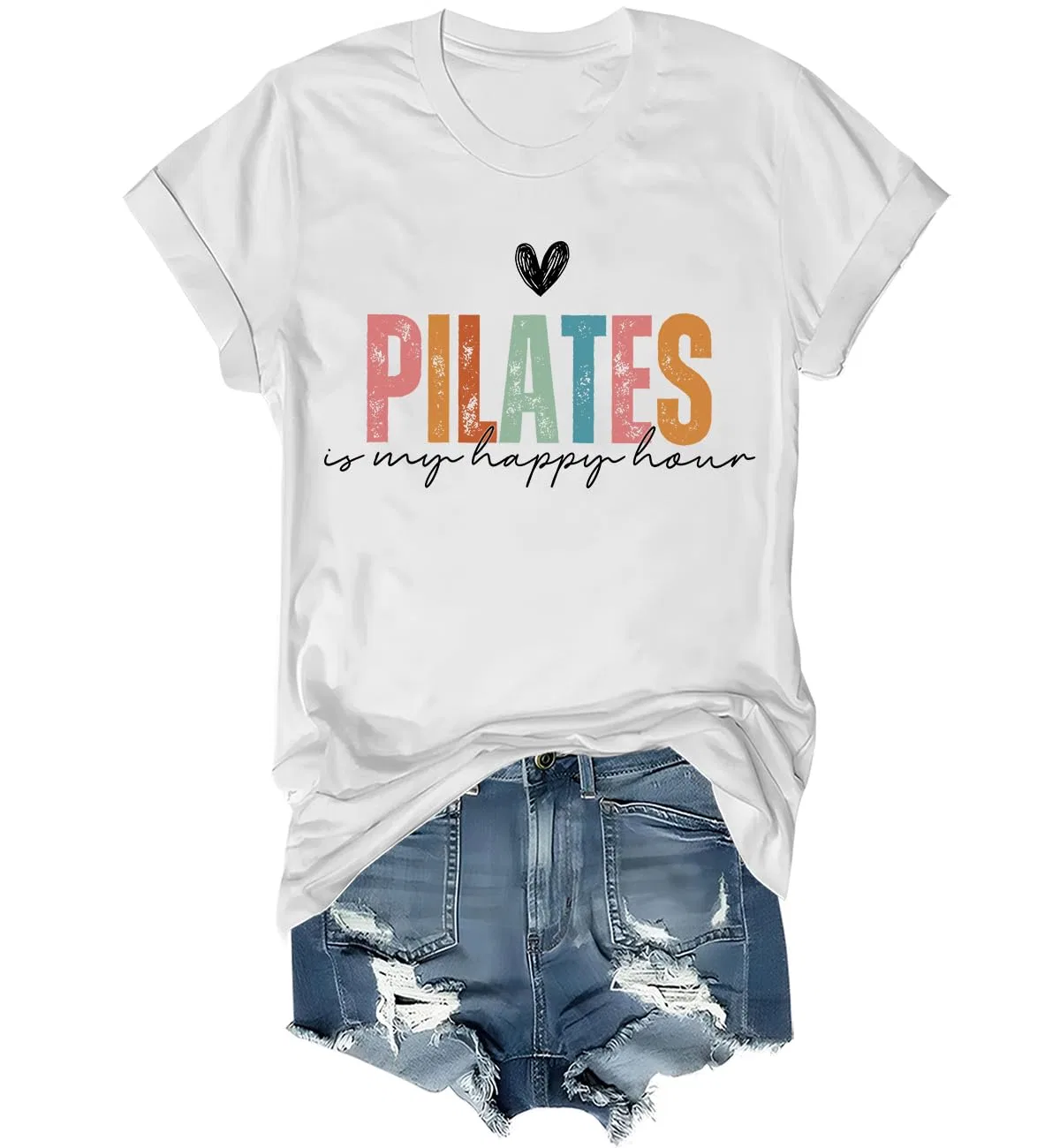 Женская футболка с принтом Pilates is My Happy Hour, Bianco