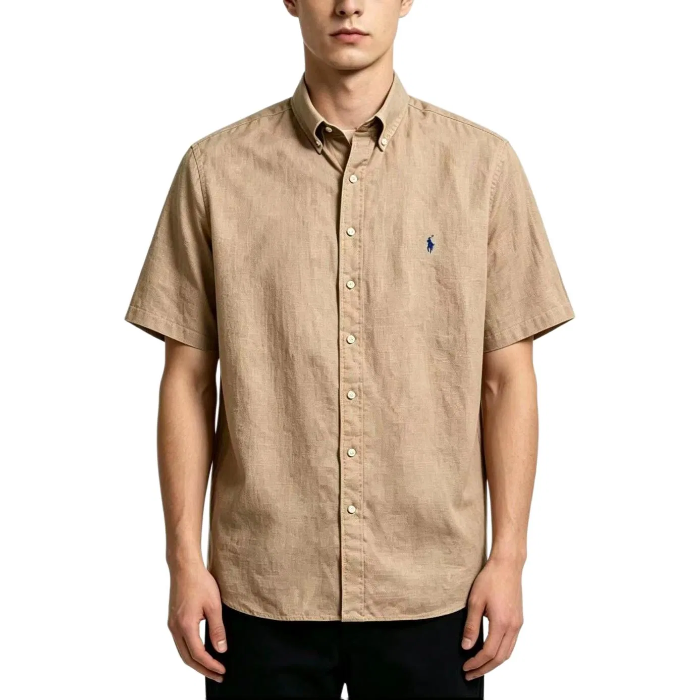 Мужская рубашка с отложным воротником прямого кроя Khaki Polo Ralph Lauren