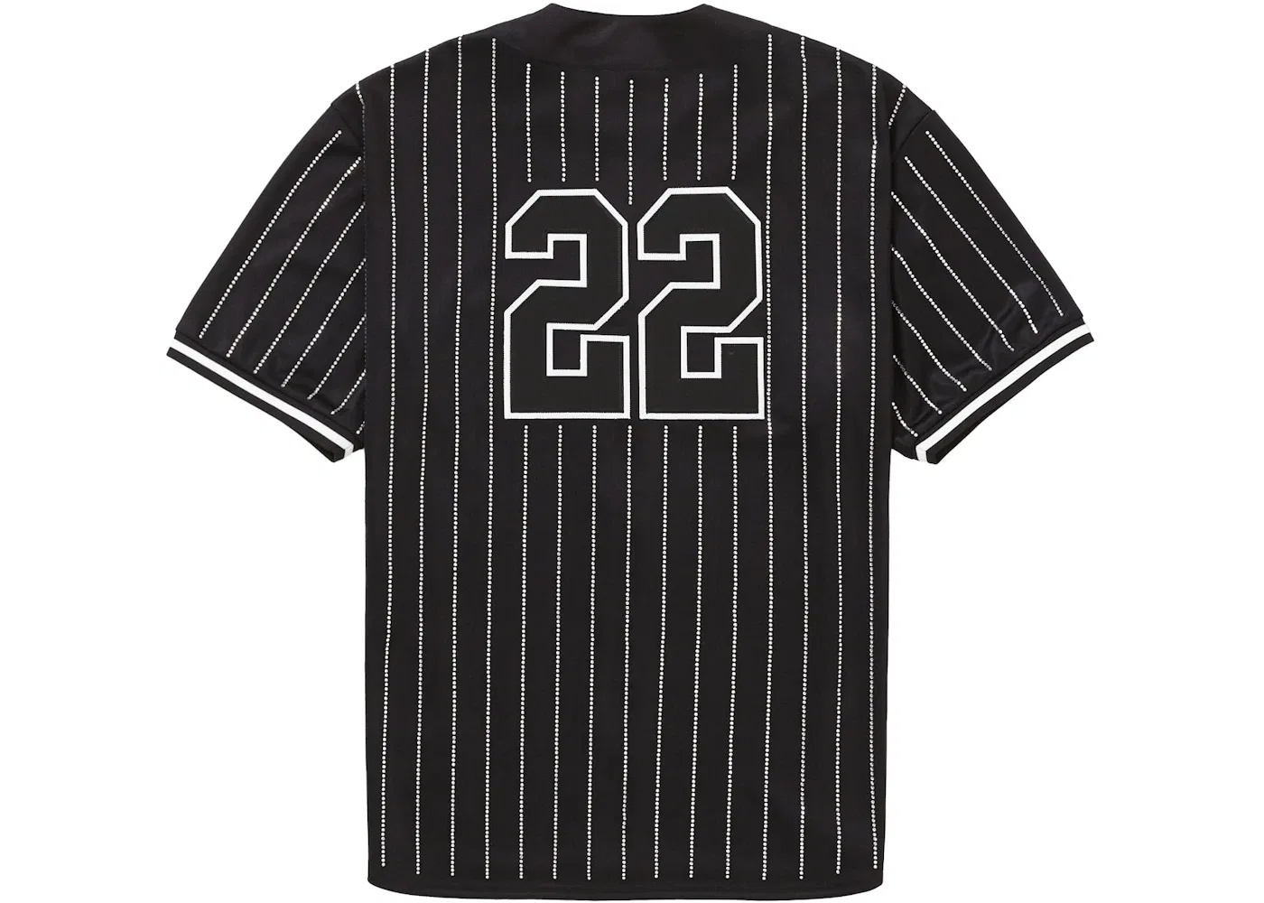Мужская бейсбольная джерси с принтом Rhinestone Stripe Supreme, Black — фото 2