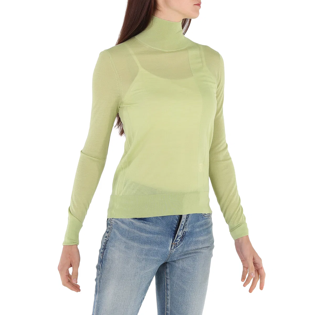 Джемпер с монограммой Burberry Ladies Mist Green Monogram-Embroidered Knitted Jumper, Mist Green — фото 2
