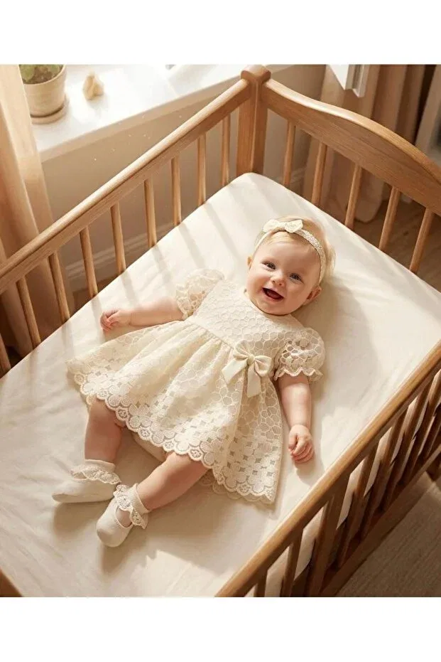 Детское платье для девочек с вышивкой Miniday Baby, Beige