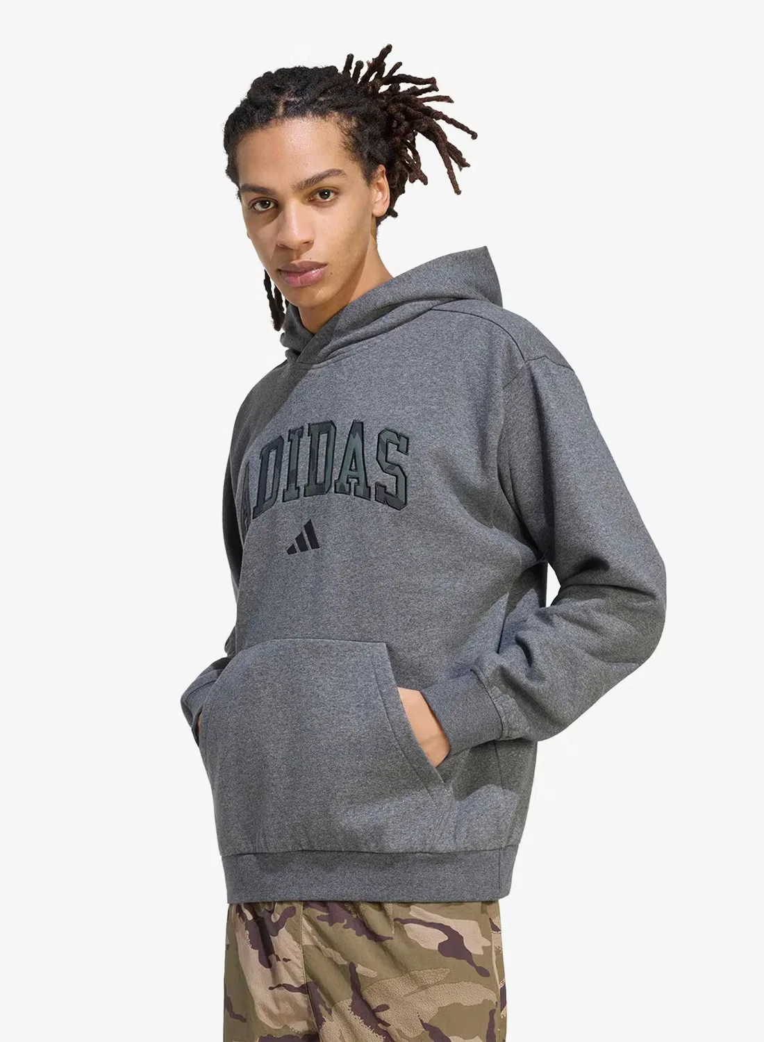 Худи с принтом Seasonal Essentials Camo Adidas, серый