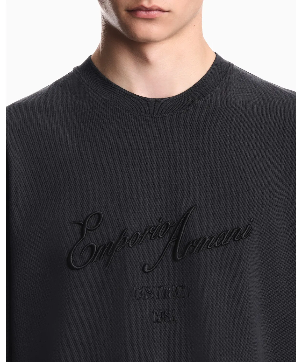 Мужская футболка оверсайз из хлопкового джерси с принтом EMPORIO ARMANI, Черный — фото 3