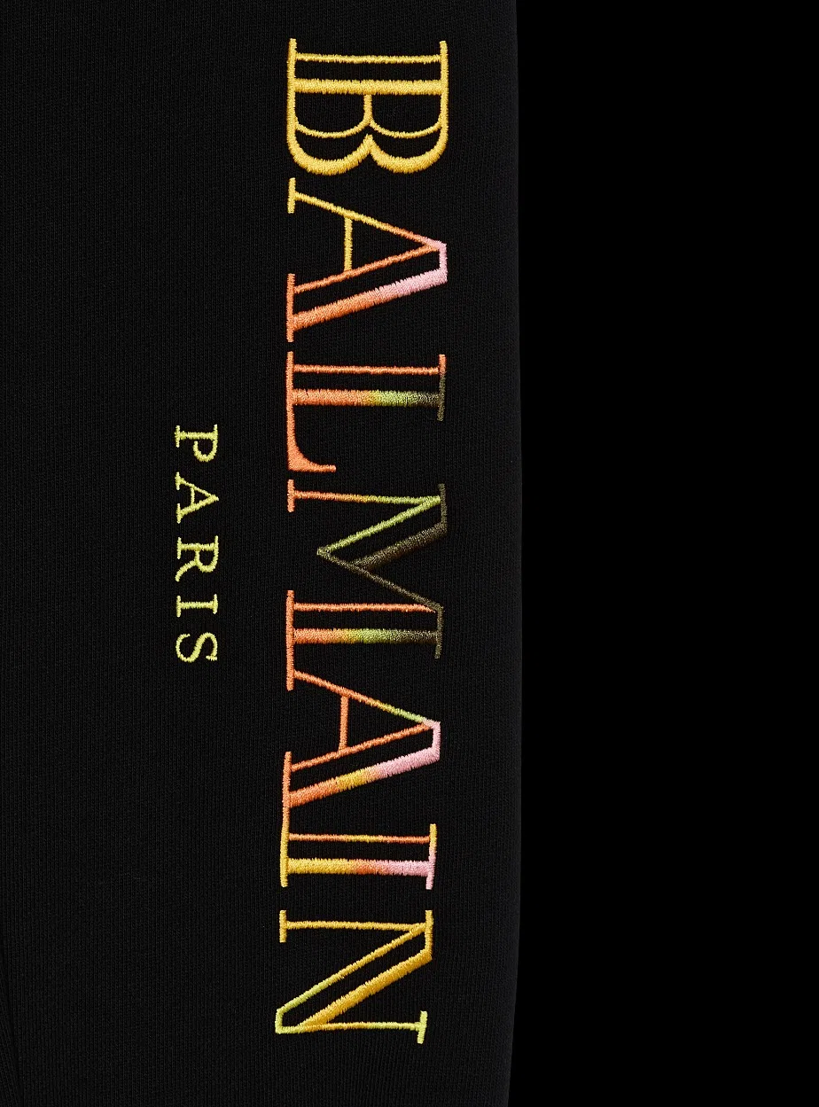 Детские спортивные джоггеры с вышитым вертикальным логотипом Balmain Kids, Black/Colourful — фото 3