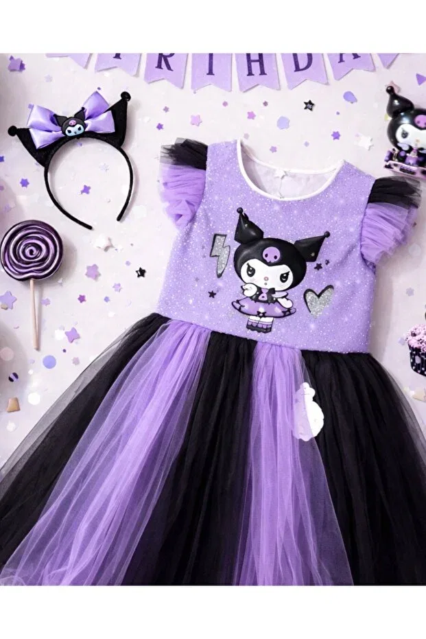 Детское платье для девочек с принтом Kuromi Crown Hn Sport, Purple — фото 2