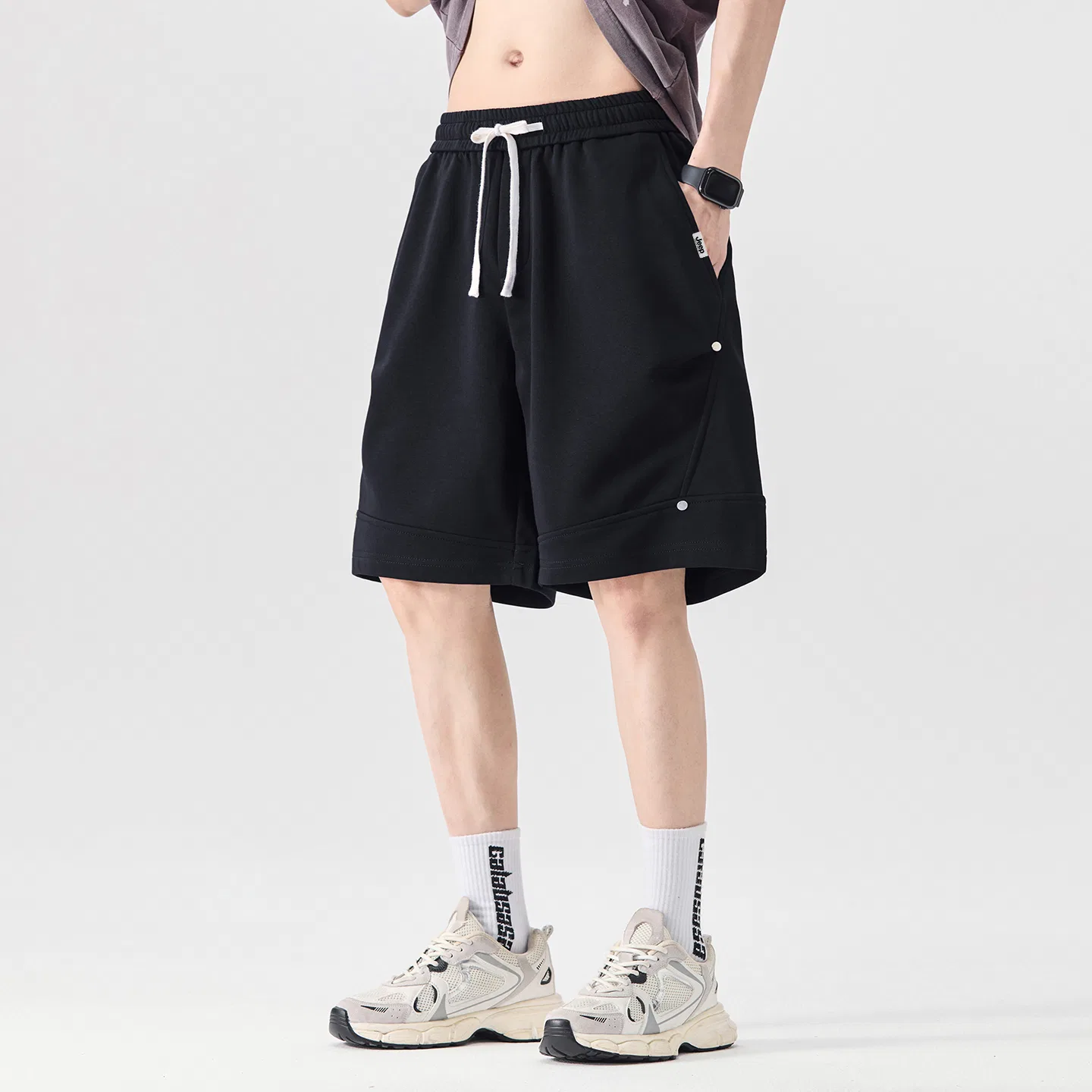 Детские шорты прямого кроя Jeep Casual Shorts Unisex Thickened Straight Fit Pants, Heather Gray — фото 4