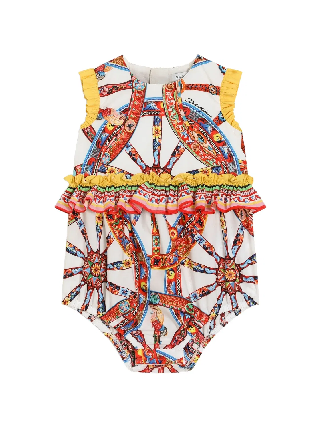 Dolce & Gabbana Детский поплиновый комбинезон Carretto белый