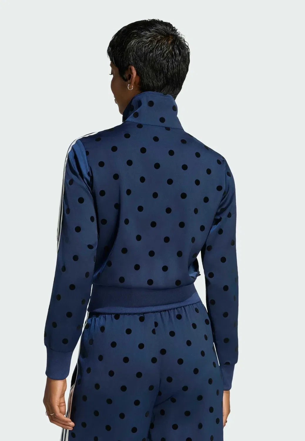 Атласная толстовка в горошек на молнии Adidas Originals, Night Indigo — фото 2