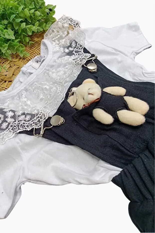 Детское платье для девочек кружевное комплект из 2 предметов Badili + Teddy Bear Dinamik Çocuk, Black — фото 2