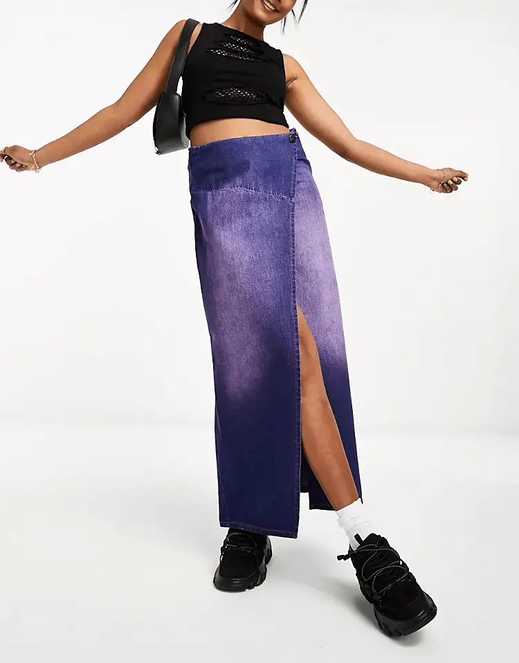 

Юбка Basic Pleasure Mode Blackcurrent Wrap Denim Maxi, фиолетовый