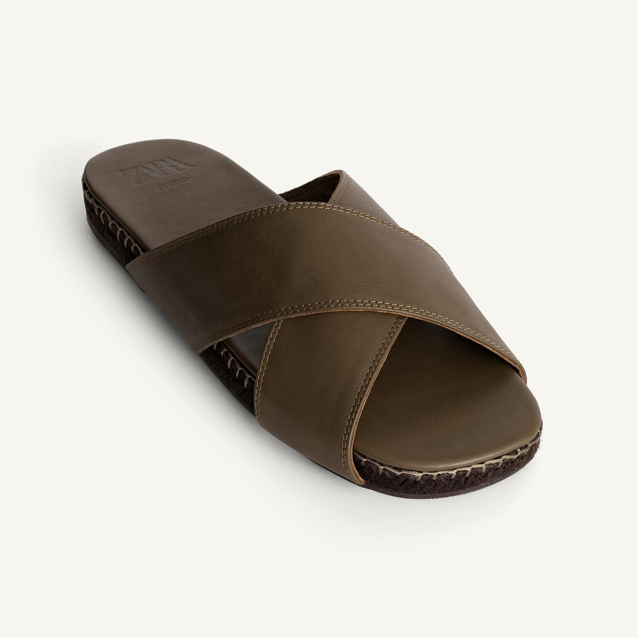 Сандалии Zara Leather Crossover, зеленый — фото 3