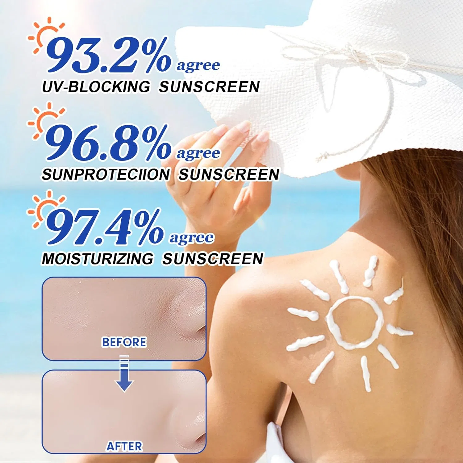 Солнцезащитный крем для лица SPF 50/60/90, Allony, набор 3 шт по 50 г — фото 2