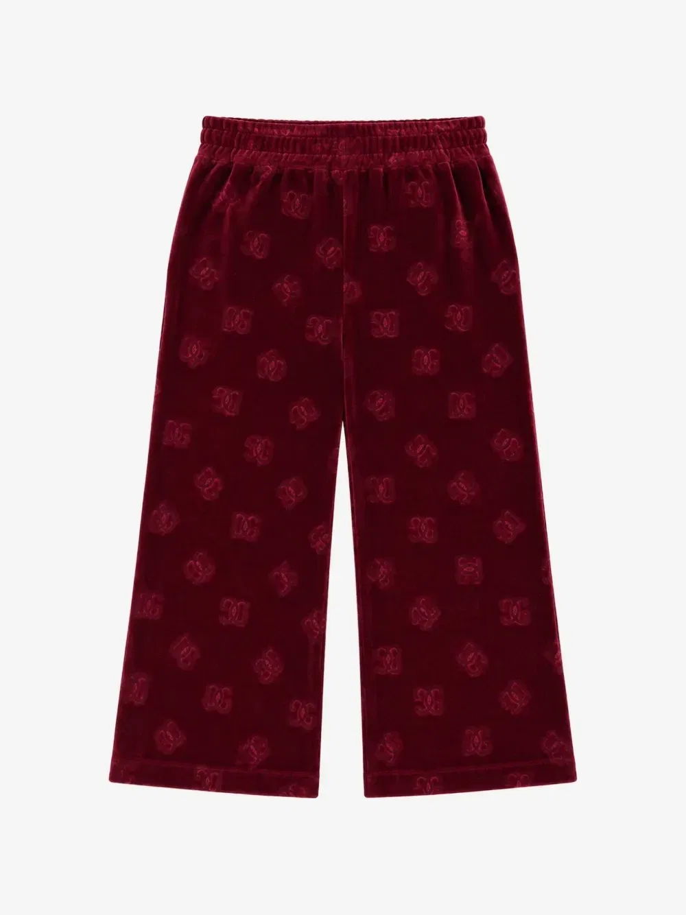 Бархатные брюки с тисненым логотипом Dolce & Gabbana Kids, красный — фото 2