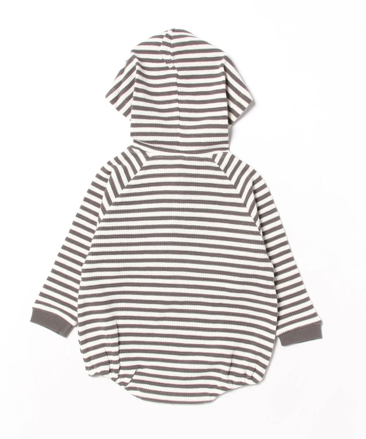 Детский комбинезон с капюшоном и длинным рукавом, модель Waffle Hooded Bubble Romper Rylee + Cru, Charcoal Stripe — фото 2